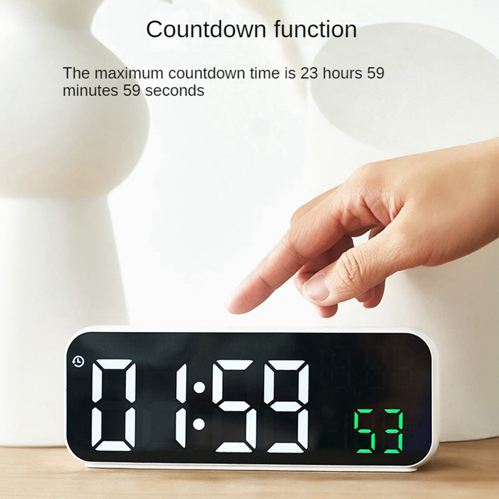 Digital LED Alarm Clock with Temp & Date Display