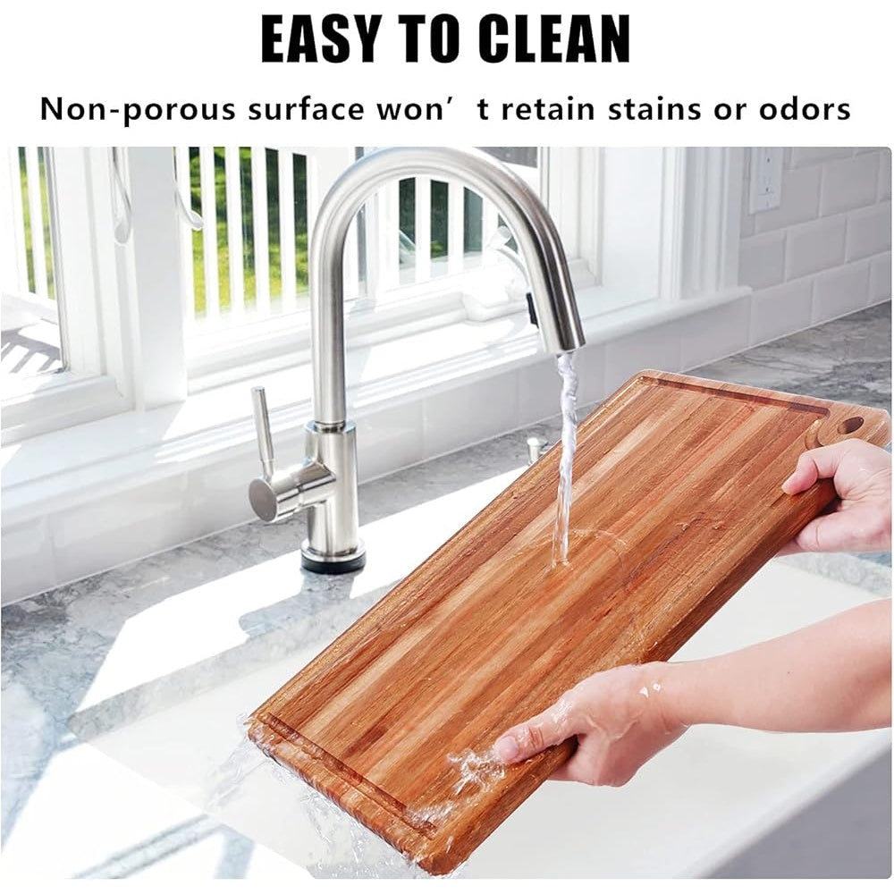 Large Acacia Cutting Board: Reversible with Juice Groove