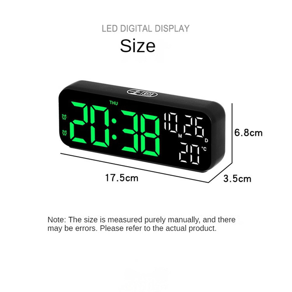 Digital LED Alarm Clock with Temp & Date Display