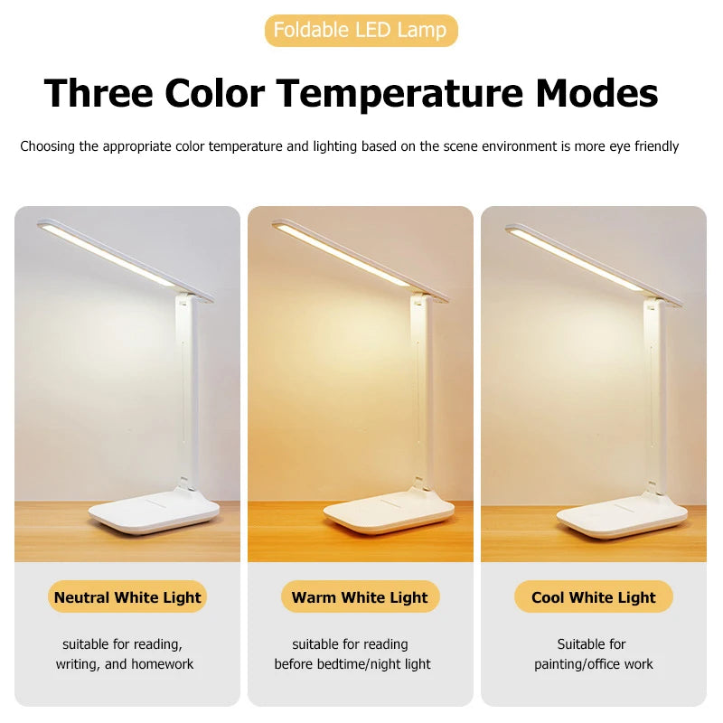 Dimmable LED Desk Lamp - USB Charge & Eye-Friendly