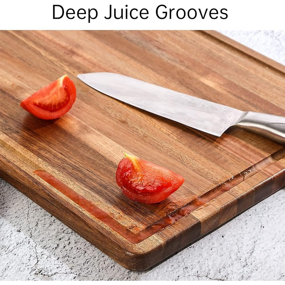 Large Acacia Cutting Board: Reversible with Juice Groove