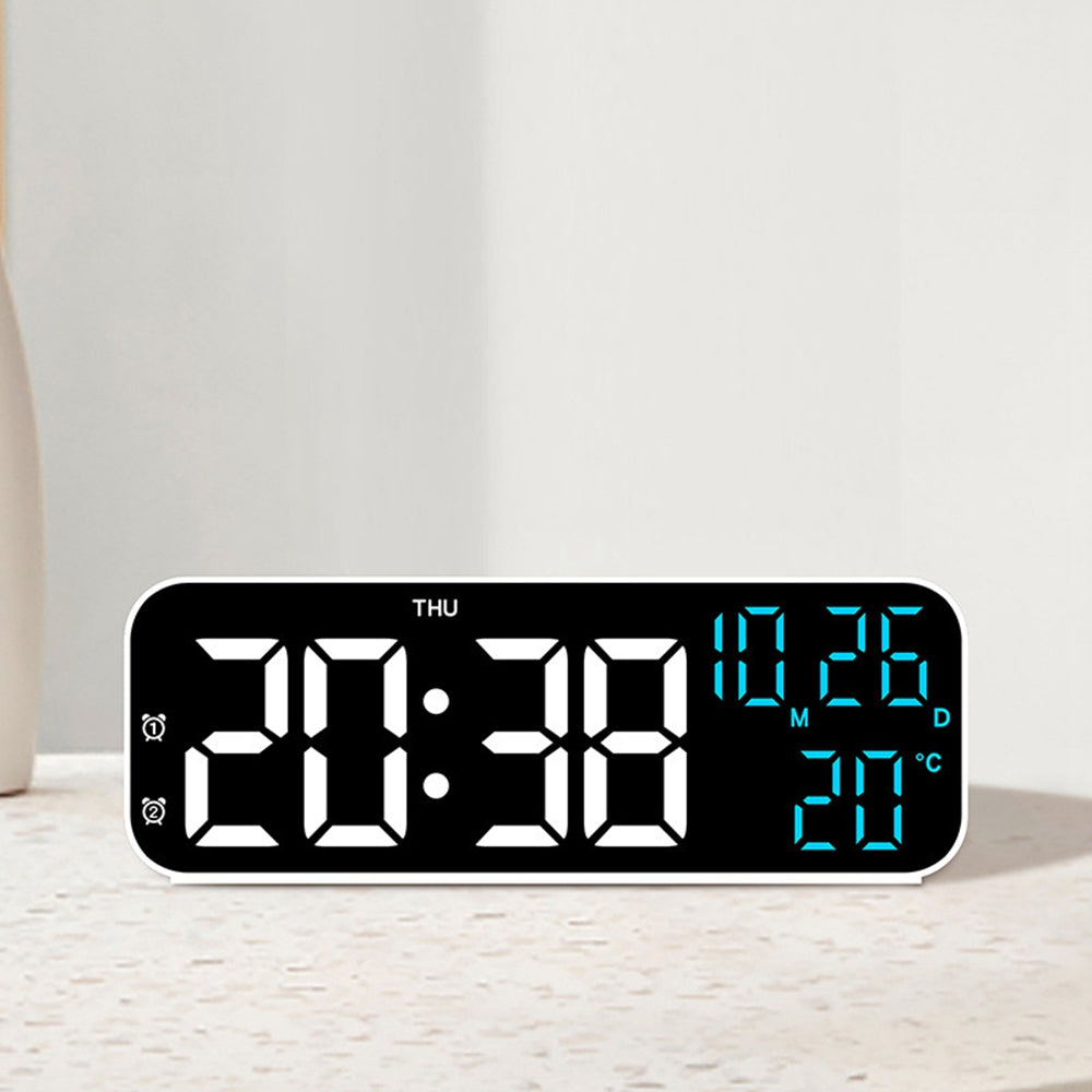 Digital LED Alarm Clock with Temp & Date Display