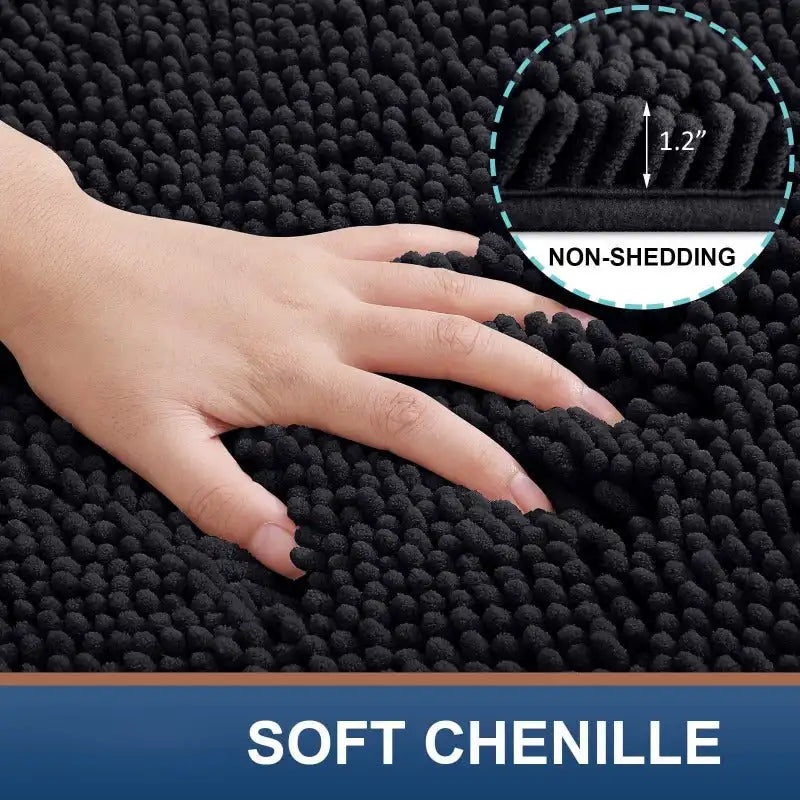 Bathroom Rugs - Extra Soft & Absorbent Black Bath Mat