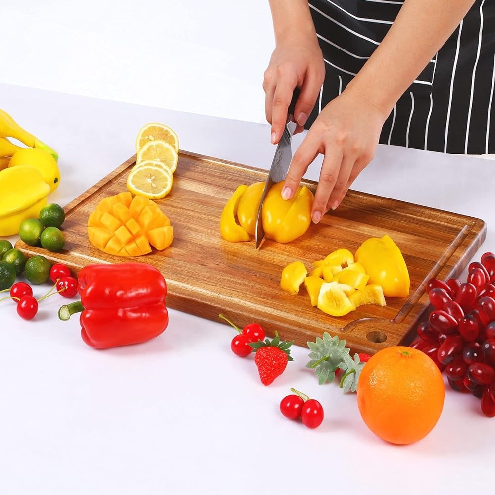 Large Acacia Cutting Board: Reversible with Juice Groove
