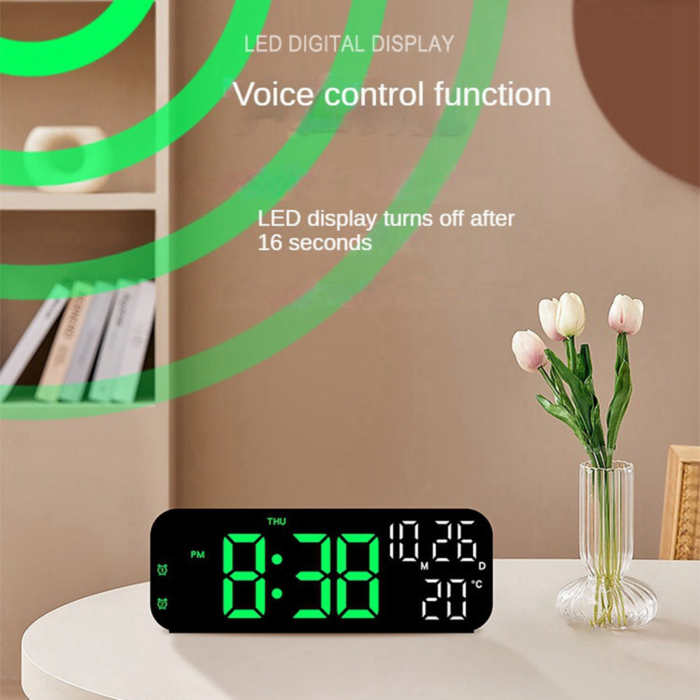 Digital LED Alarm Clock with Temp & Date Display