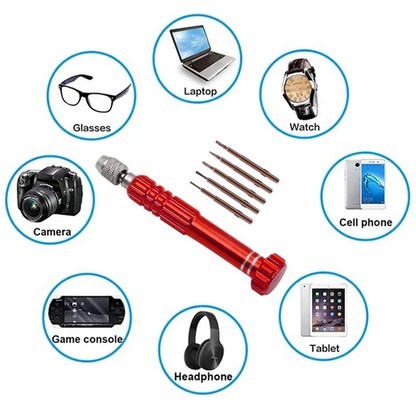 Versatile 5-in-1 Screwdriver Set: Computer, Glasses, Clock