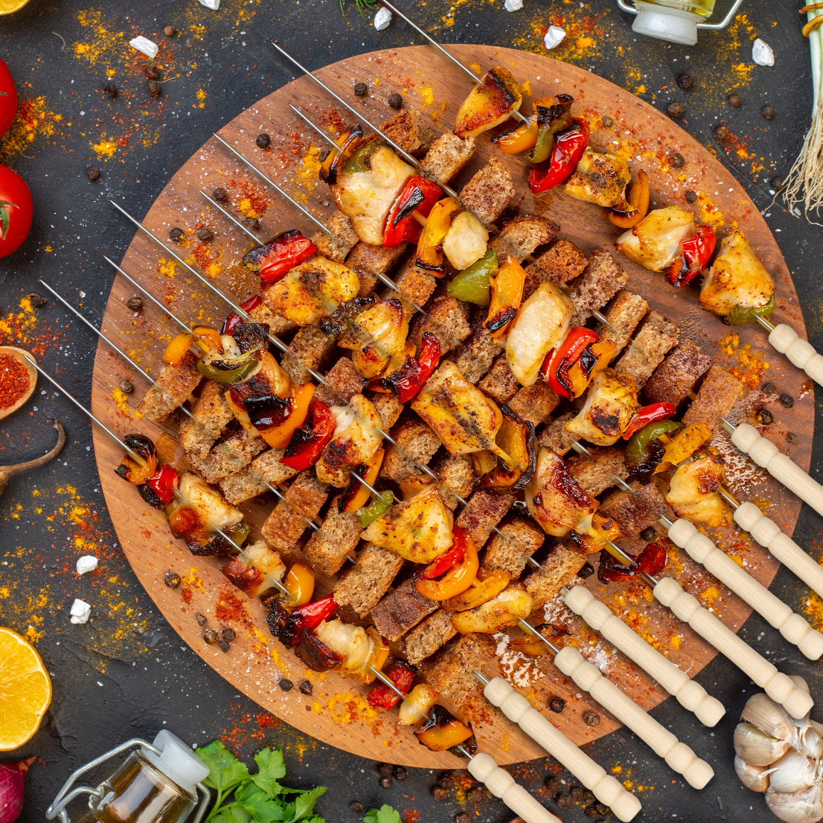 Reusable Stainless BBQ Skewers - 12pcs for Camping