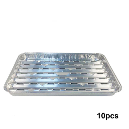 Disposable BBQ Drip Pans - 10pc Aluminum Foil Grease Trays