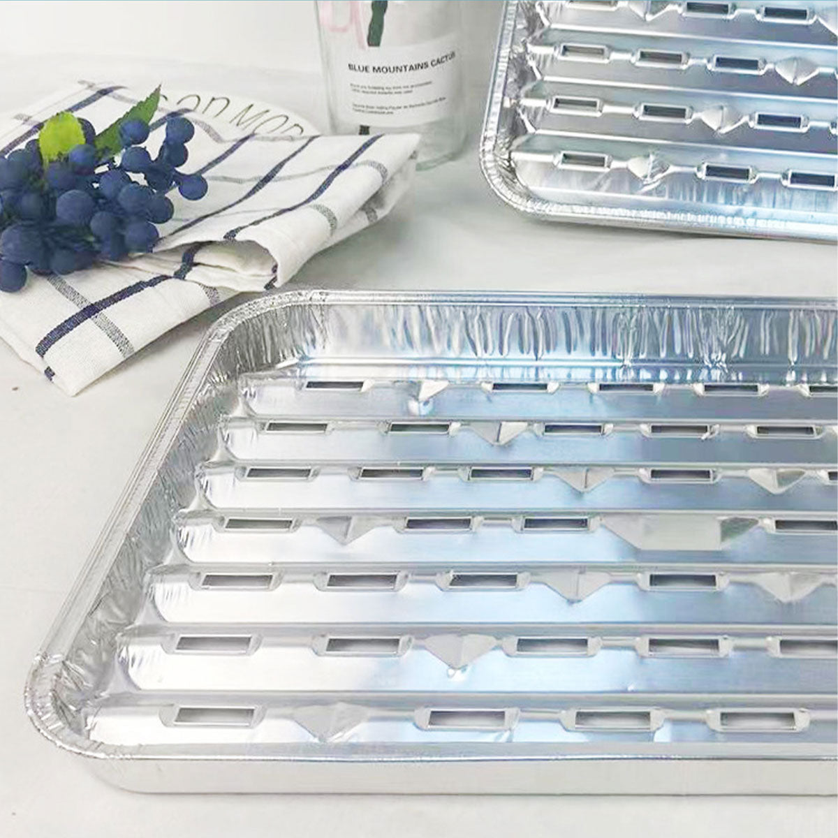 Disposable BBQ Drip Pans - 10pc Aluminum Foil Grease Trays