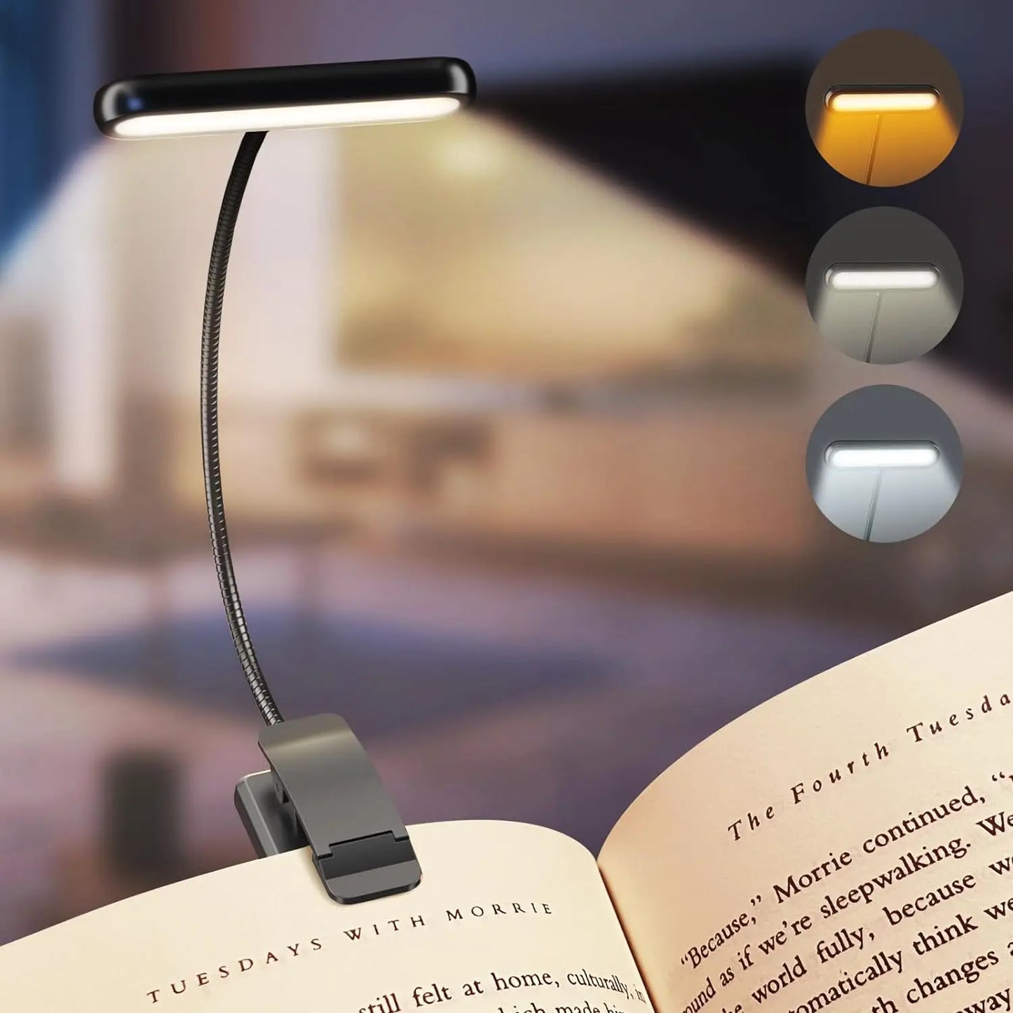 LED Book Light: USB Rechargeable, Eye-Caring, Dimmable Lamp