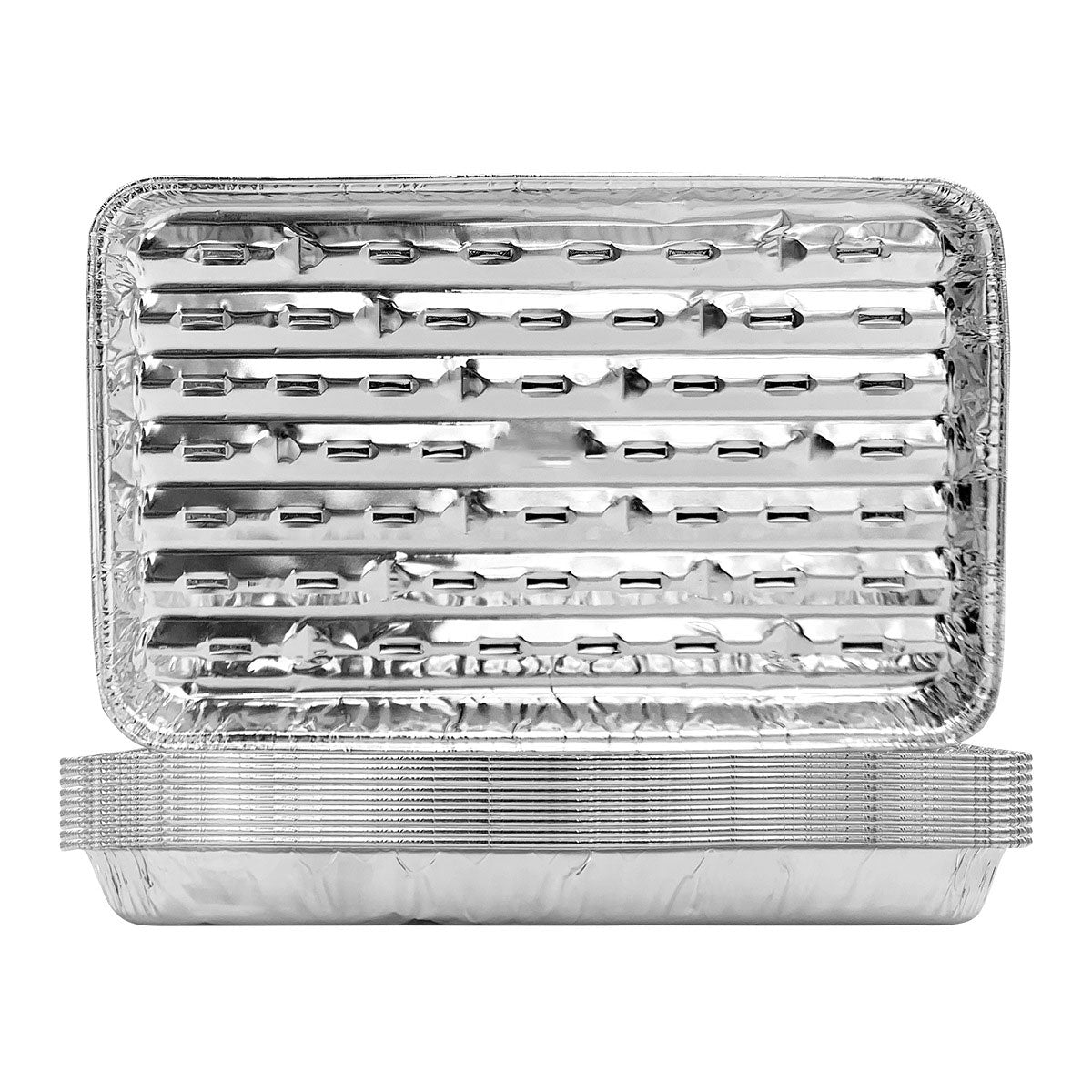 Disposable BBQ Drip Pans - 10pc Aluminum Foil Grease Trays