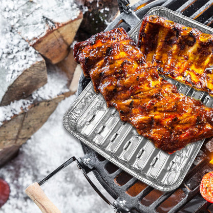 Disposable BBQ Drip Pans - 10pc Aluminum Foil Grease Trays